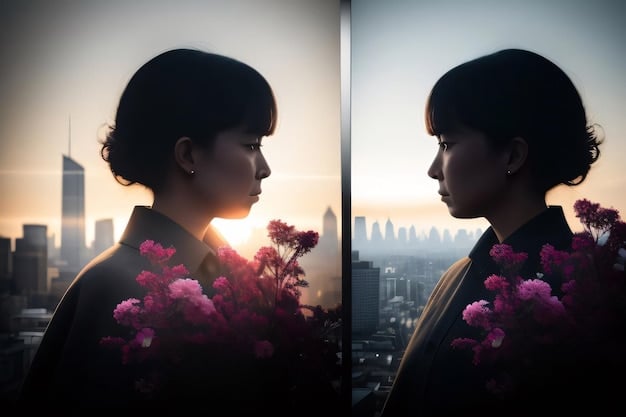 A split image showing two contrasting scenes from a K-drama: one scene features a heated argument between family members, with tense expressions and gestures; the other scene shows the same family members hugging and reconciling, with smiles and relieved expressions. This visually represents the resolution of conflict within a family drama.