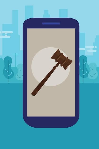 A graphic illustrating the consequences of illegal streaming, with a stylized image of a gavel and a warning symbol, on a dark background with digital lines representing piracy. The text highlights potential fines and legal issues.