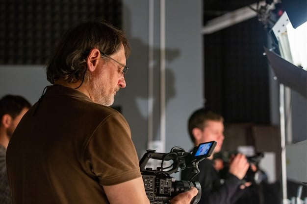 A behind-the-scenes shot of a Netflix international drama production, showcasing the director and actors on set, with various crew members working around them. The image captures the intensity and collaborative effort involved in creating a high-quality drama series.